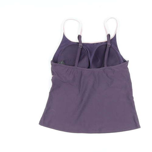 Debemhams Womens Purple Striped Polyester Camisole Casual Size 12 Square Neck - Padded cups