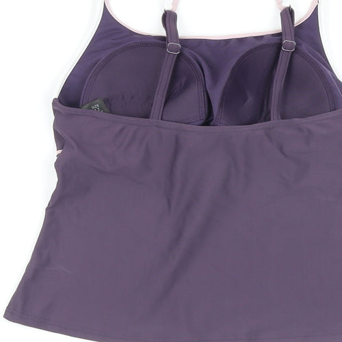 Debemhams Womens Purple Striped Polyester Camisole Casual Size 12 Square Neck - Padded cups