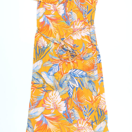 Oasis Womens Orange Floral Viscose Maxi Size 12 Off the Shoulder