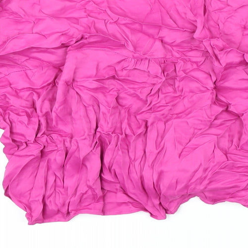 Berksha Womens Pink Viscose Cropped Blouse Size L Collared