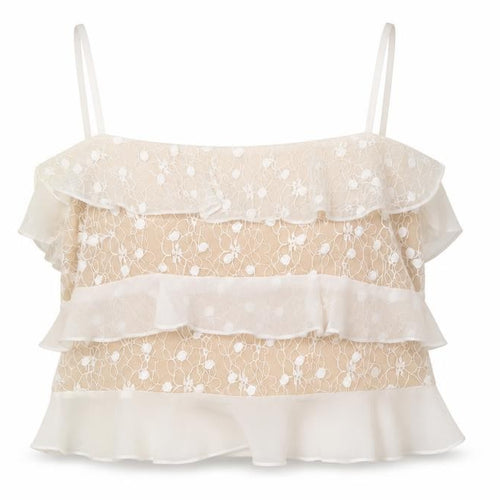 Forever 21 Womens Beige Polyester Camisole Blouse Size S Square Neck