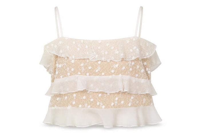 Forever 21 Womens Beige Polyester Camisole Blouse Size S Square Neck