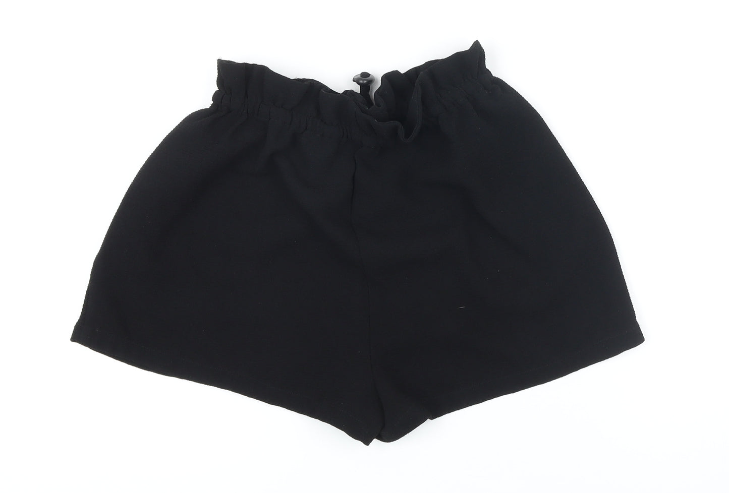 Pull&Bear Womens Black 100% Polyester Basic Shorts Size M Regular Drawstring - Elasticated waist