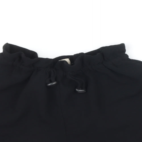 Pull&Bear Womens Black 100% Polyester Basic Shorts Size M Regular Drawstring - Elasticated waist