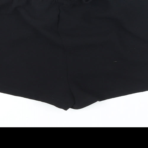 Pull&Bear Womens Black 100% Polyester Basic Shorts Size M Regular Drawstring - Elasticated waist