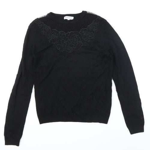 Warehouse Womens Black Round Neck Viscose Pullover Jumper Size 14