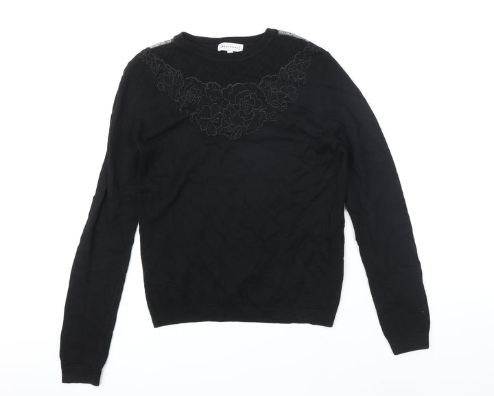 Warehouse Womens Black Round Neck Viscose Pullover Jumper Size 14