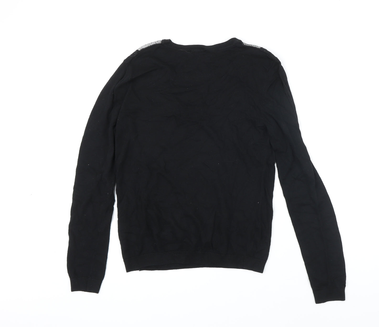Warehouse Womens Black Round Neck Viscose Pullover Jumper Size 14