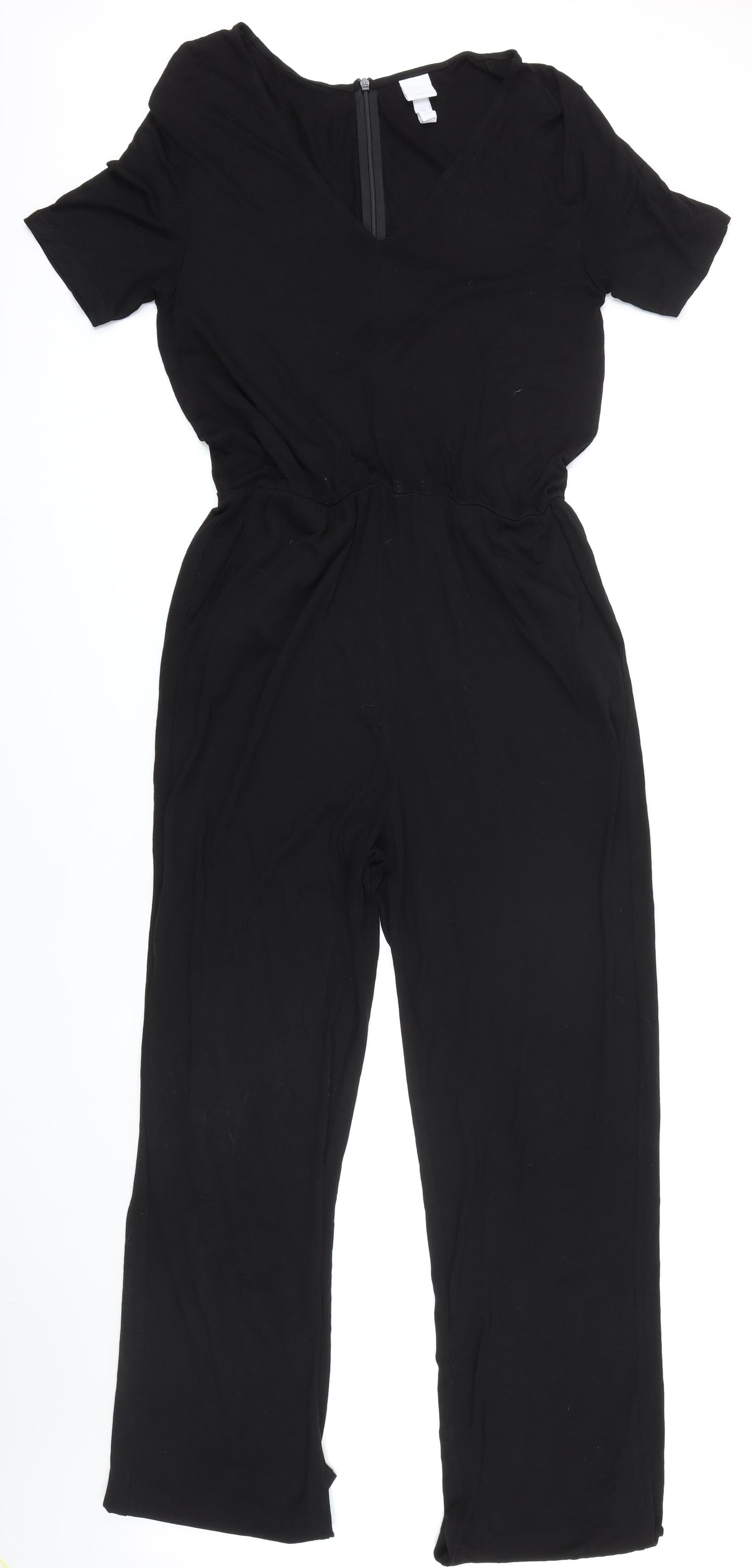 H&M Womens Black Viscose Jumpsuit One-Piece Size M L31 in Zip