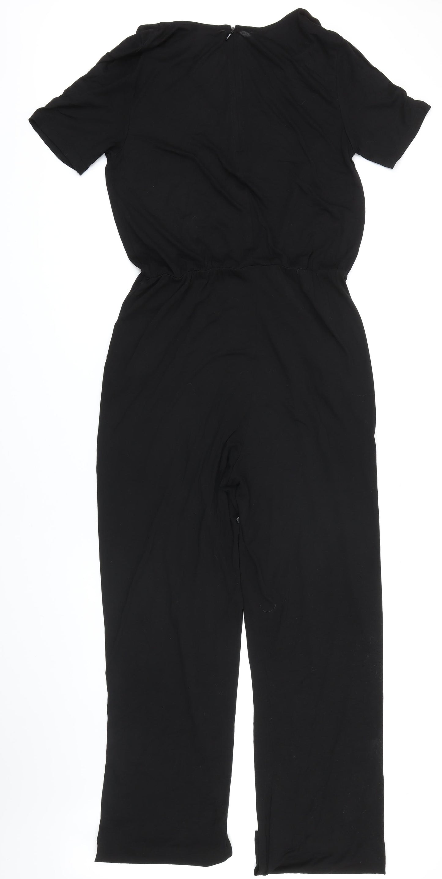 H&M Womens Black Viscose Jumpsuit One-Piece Size M L31 in Zip