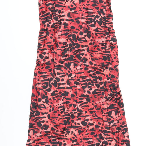 AllSaints Womens Multicoloured Animal Print Viscose Slip Dress Size M Boat Neck