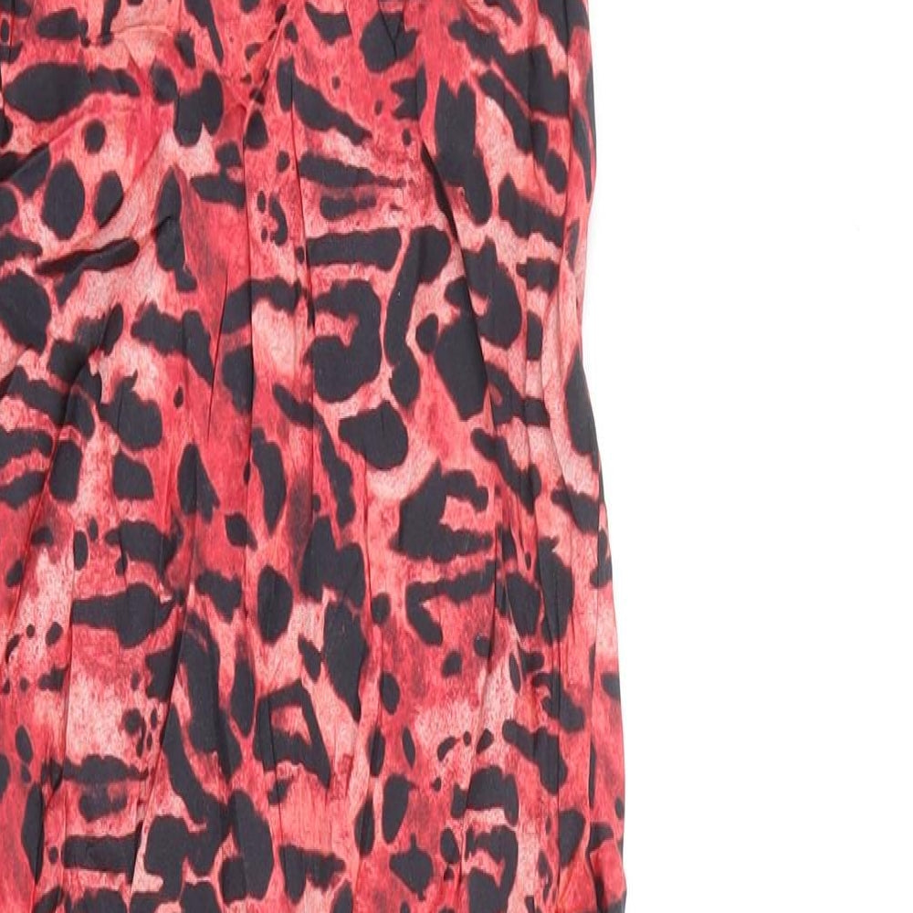 AllSaints Womens Multicoloured Animal Print Viscose Slip Dress Size M Boat Neck