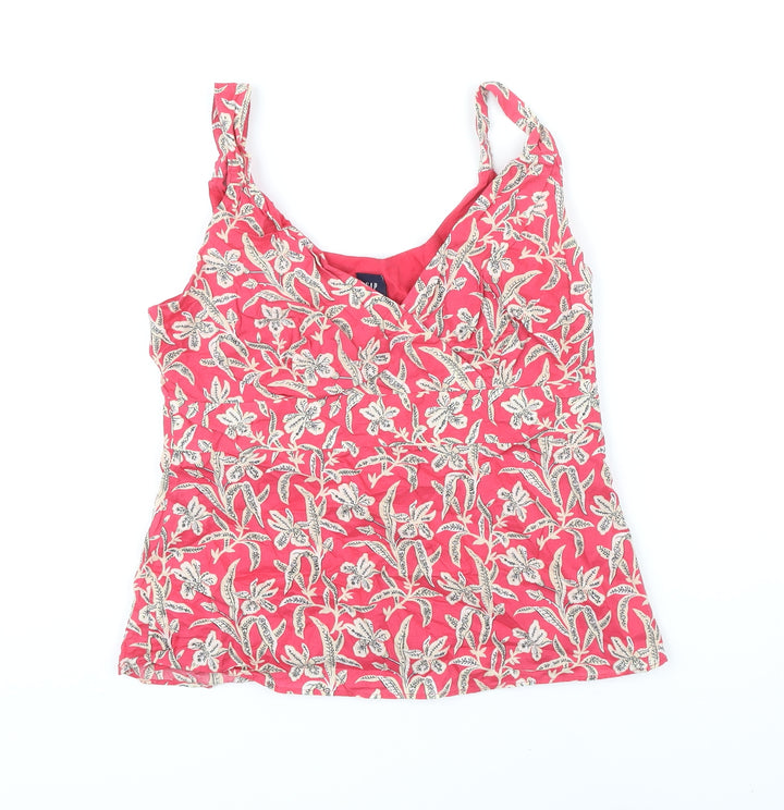 Gap Womens Pink Floral 100% Cotton Basic Blouse Size S V-Neck