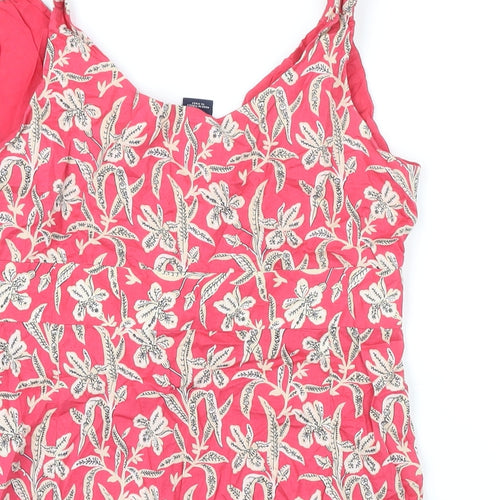 Gap Womens Pink Floral 100% Cotton Basic Blouse Size S V-Neck