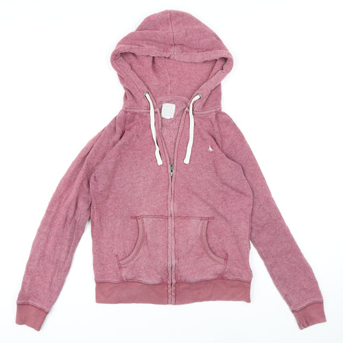 Jack Wills Womens Pink Cotton Full Zip Hoodie Size 10 Zip