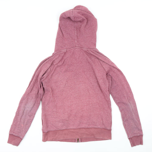 Jack Wills Womens Pink Cotton Full Zip Hoodie Size 10 Zip