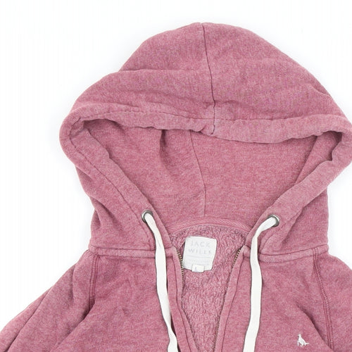 Jack Wills Womens Pink Cotton Full Zip Hoodie Size 10 Zip