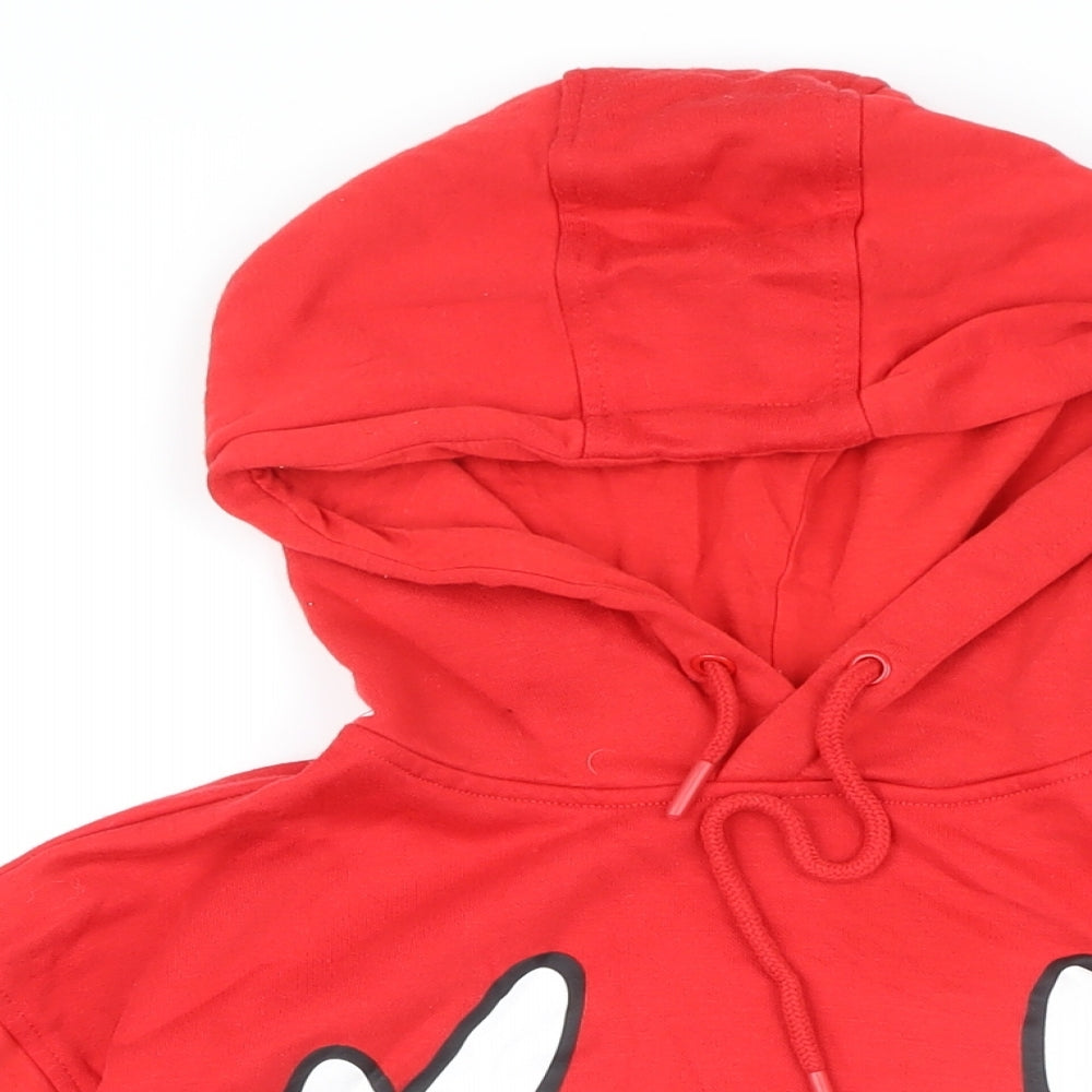 Disney Womens Red Polyester Blend Pullover Hoodie Size 10 Drawstring - Heart