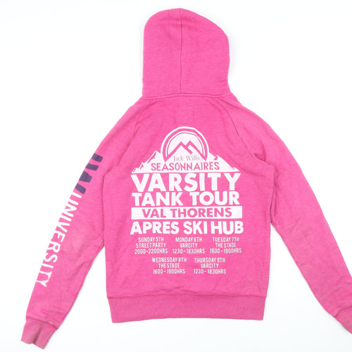 Jack Wills Womens Pink Polyester Pullover Hoodie Size 8