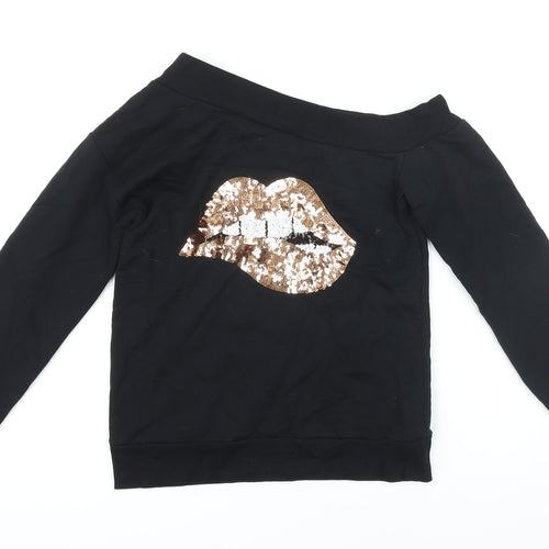 Lipsy Womens Black Polyester Pullover Sweatshirt Size S