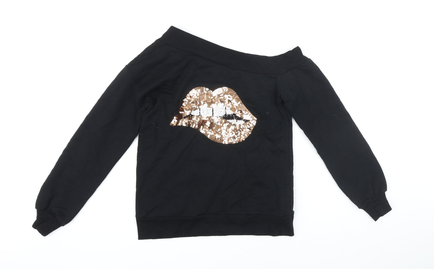 Lipsy Womens Black Polyester Pullover Sweatshirt Size S