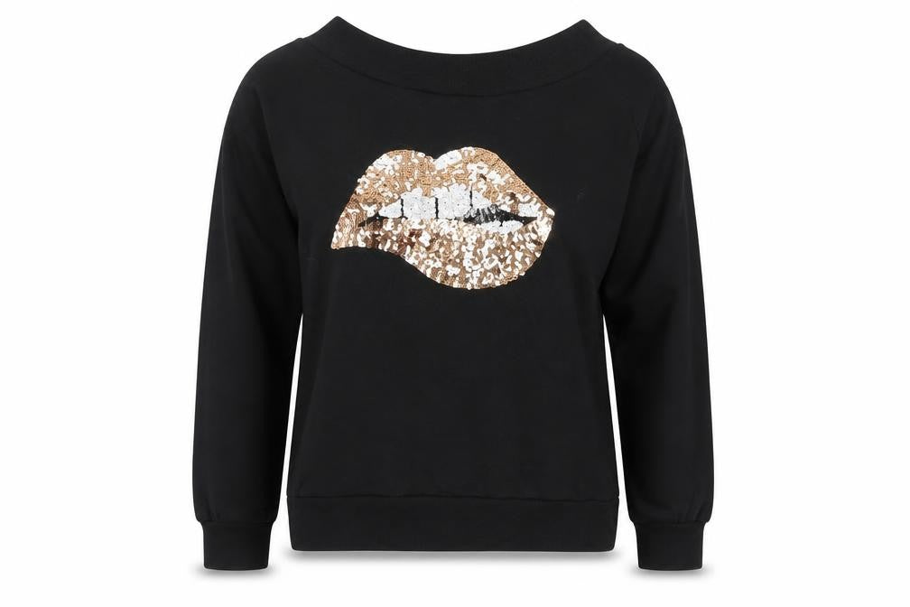 Lipsy Womens Black Polyester Pullover Sweatshirt Size S