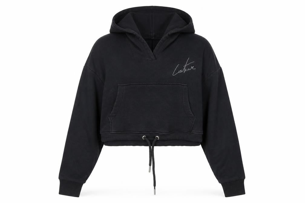 Couture Womens Black Polyester Pullover Hoodie Size M