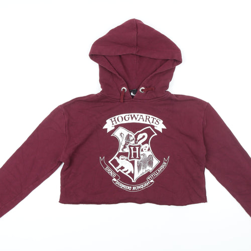 New Look Girls Red Polyester Pullover Hoodie Size 12-13 Years Drawstring - Hogwarts