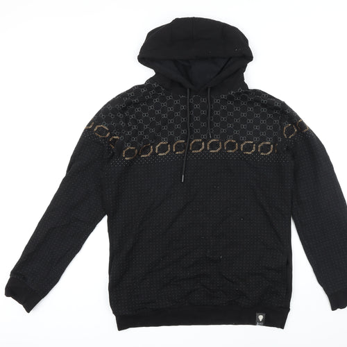 David & Gerenzo Mens Black Geometric Polyester Pullover Hoodie Size XL
