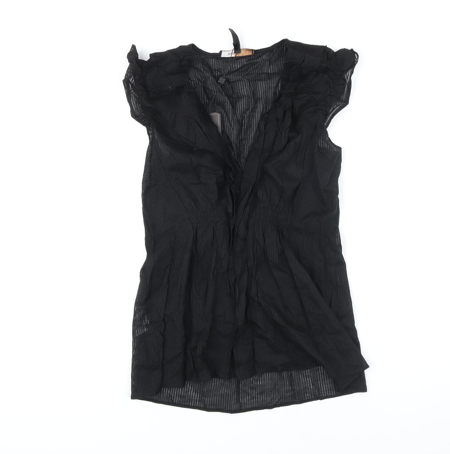 BCBGMAXAZRIA Womens Black 100% Cotton Tunic Blouse Size S V-Neck