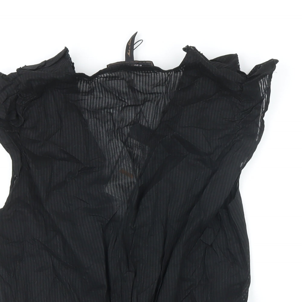 BCBGMAXAZRIA Womens Black 100% Cotton Tunic Blouse Size S V-Neck
