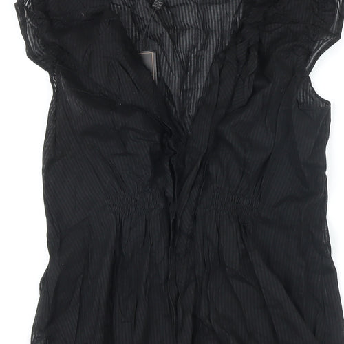 BCBGMAXAZRIA Womens Black 100% Cotton Tunic Blouse Size S V-Neck