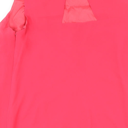 Monsoon Womens Pink Polyester A-Line Size 16 Boat Neck Zip