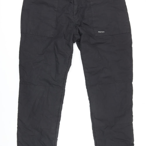 Rohan Mens Black Polyester Carpenter Trousers Size 38 in L30 in Regular Zip - Lined