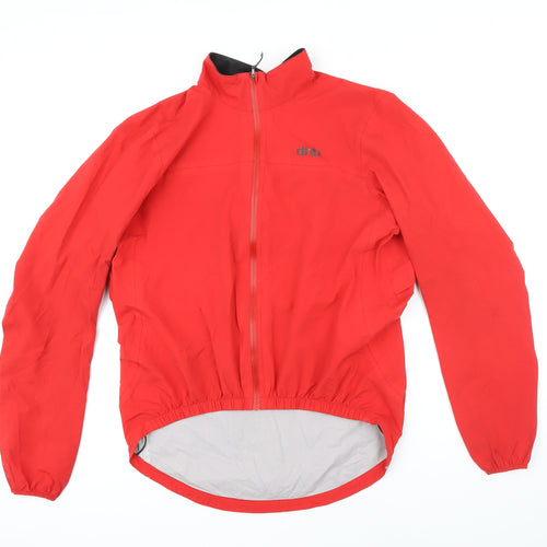 dhb Mens Red Rain Coat Jacket Size M Zip
