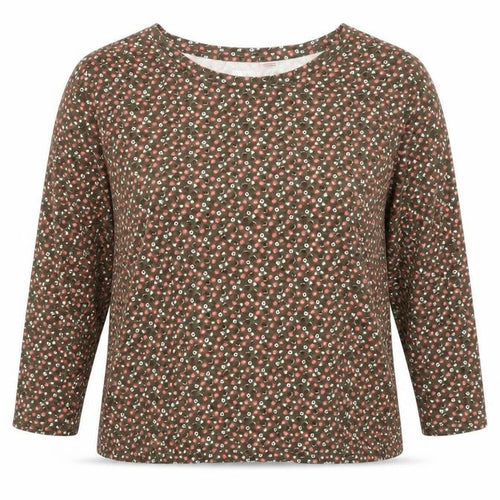 Lands End Womens Green Floral Polyester Jersey Blouse Size XL Scoop Neck