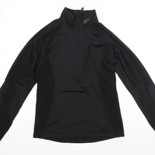 Ziener Womens Black Polyester Basic Casual Size 8 Mock Neck Zip