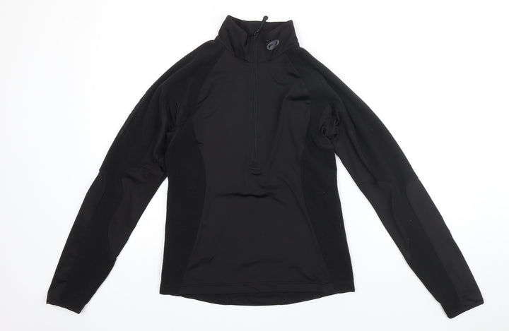 Ziener Womens Black Polyester Basic Casual Size 8 Mock Neck Zip