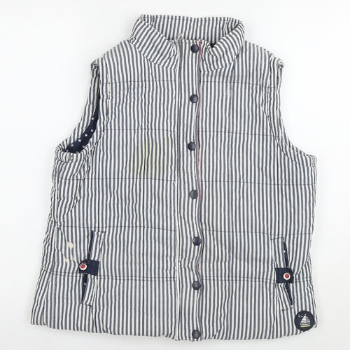 Ruots Womens Grey Striped Gilet Waistcoat Size 12 Zip