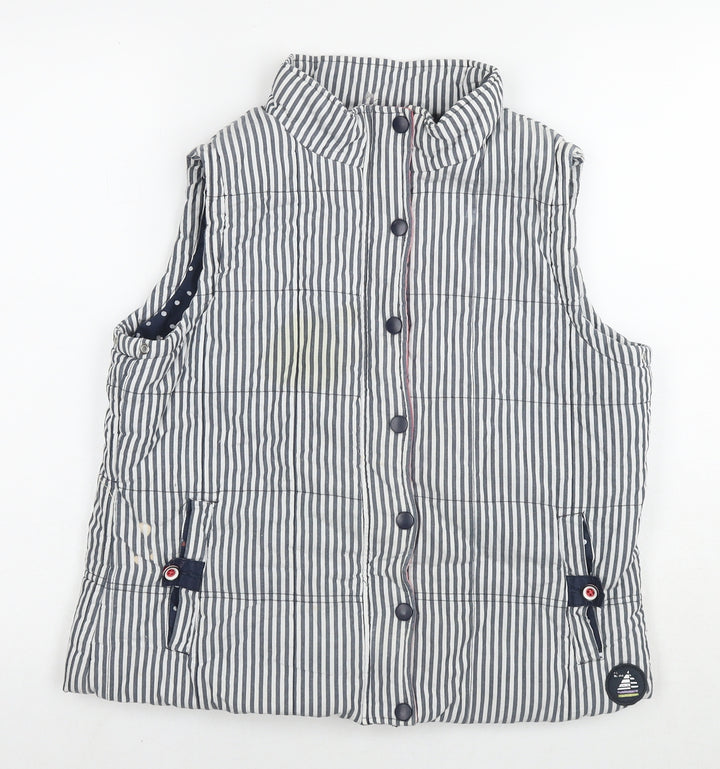 Ruots Womens Grey Striped Gilet Waistcoat Size 12 Zip