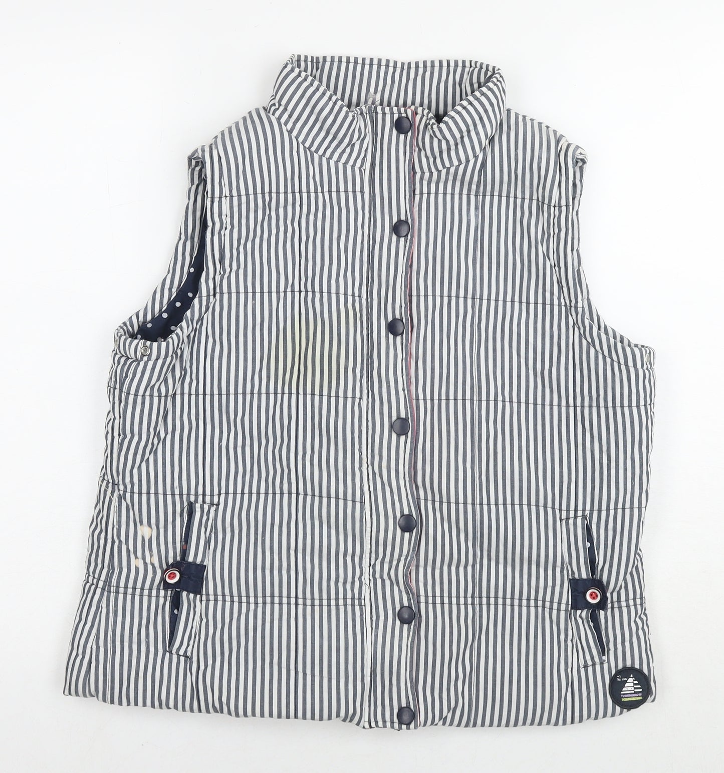 Ruots Womens Grey Striped Gilet Waistcoat Size 12 Zip
