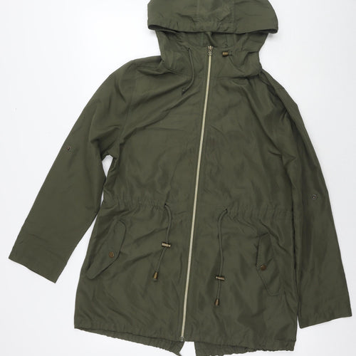 Parka In A Pocket Womens Green Jacket Size 6 Zip - Size 6-8
