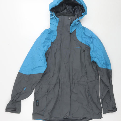 Mountain Life Womens Grey Rain Coat Jacket Size 10 Zip - Colourblock Pattern