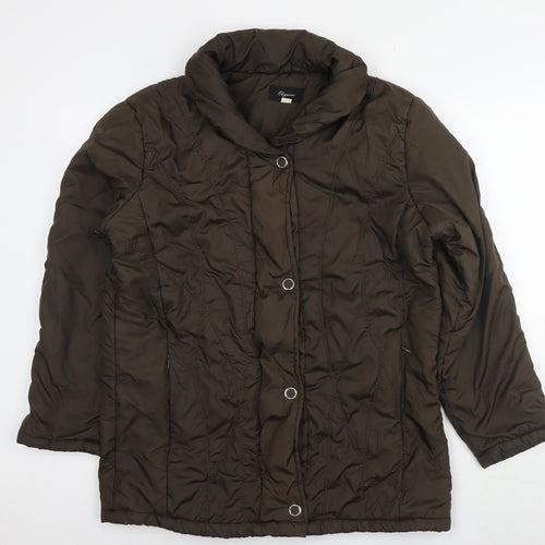 Elegance Womens Brown Quilted Jacket Size 16 Zip