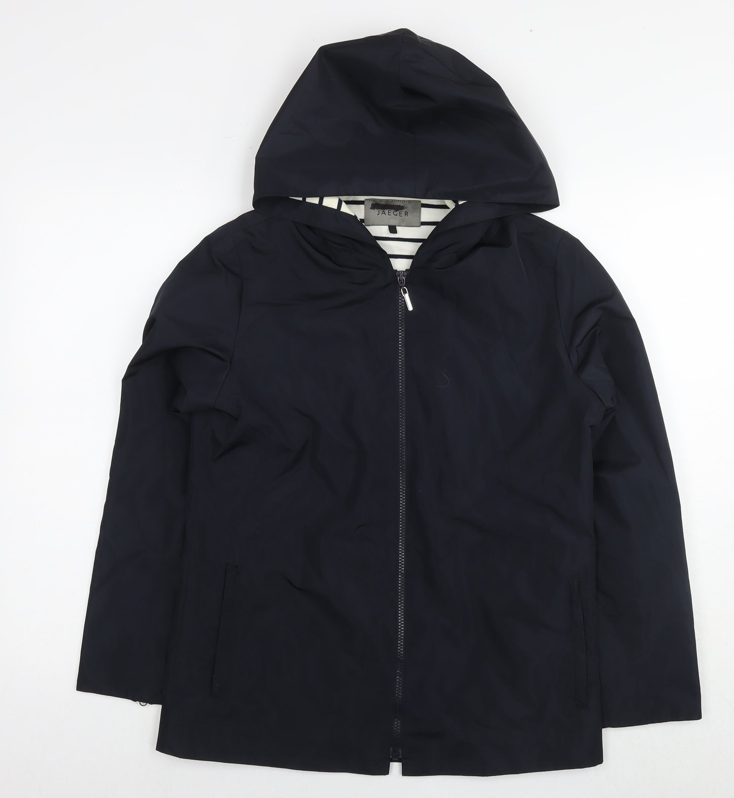 Jaeger Womens Black Rain Coat Jacket Size 8 Zip