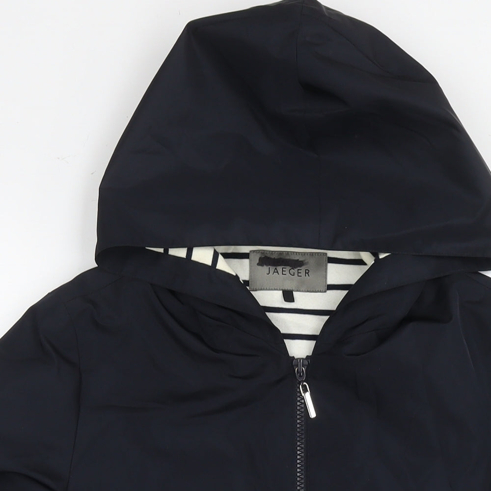 Jaeger Womens Black Rain Coat Jacket Size 8 Zip