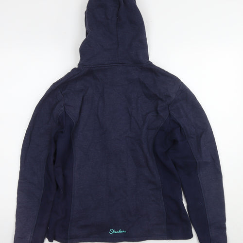 Skechers Womens Blue Cotton Full Zip Hoodie Size 14 Zip