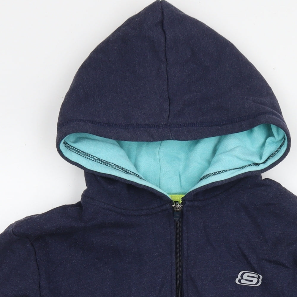 Skechers Womens Blue Cotton Full Zip Hoodie Size 14 Zip
