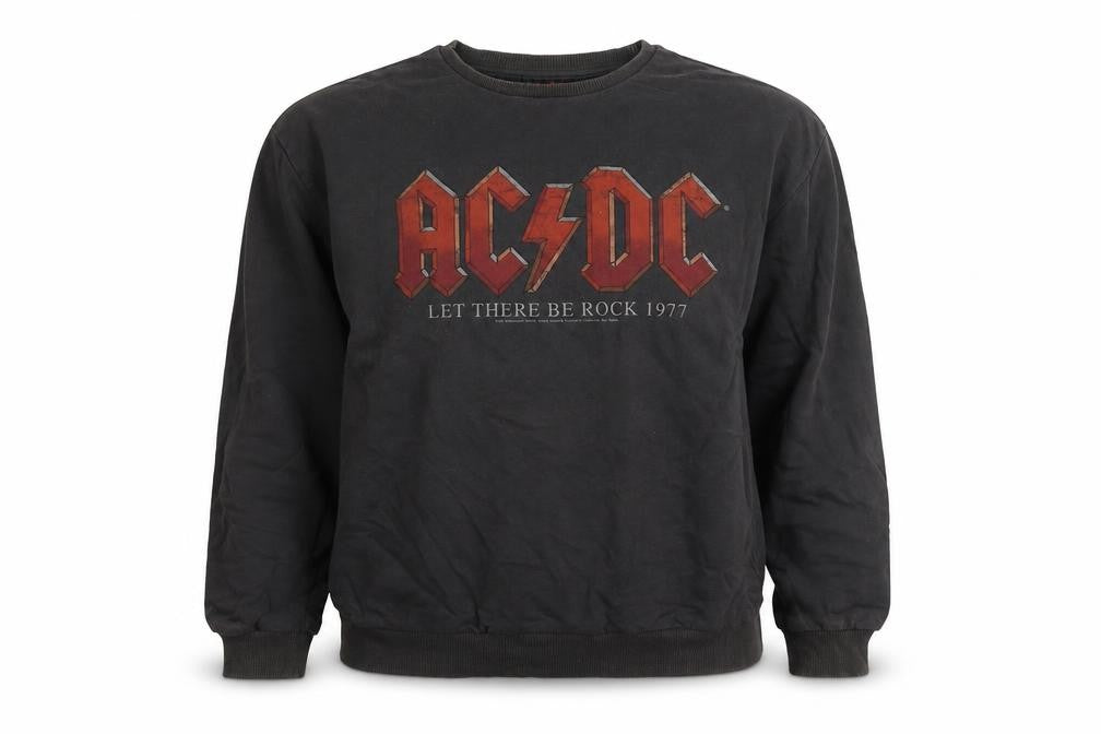 Front view of acdc women’s brown cotton pullover sweatshirt, size UK 8, pullover - logo