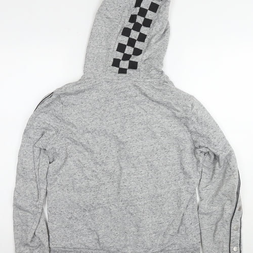 PINK Womens Grey Cotton Full Zip Hoodie Size L Zip - Logo